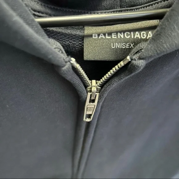 Balenciaga Unisex Black Zip-Up Hoodie